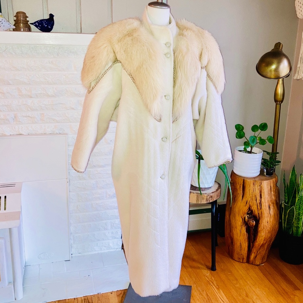 Rare Vintage Norma Lepofski Alpaca Wool & Fur Coat